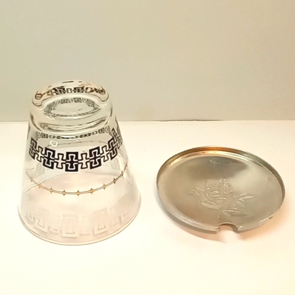 Vintage Libbey Mid-Century Modern black, white and gold condiment jar. - Picture 6 of 8